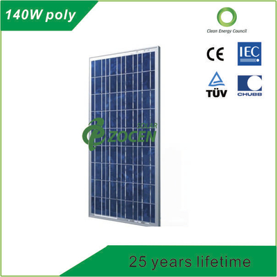 証明される寿命 25 年のの 140 ワット PV の多結晶性太陽電池パネル TUV